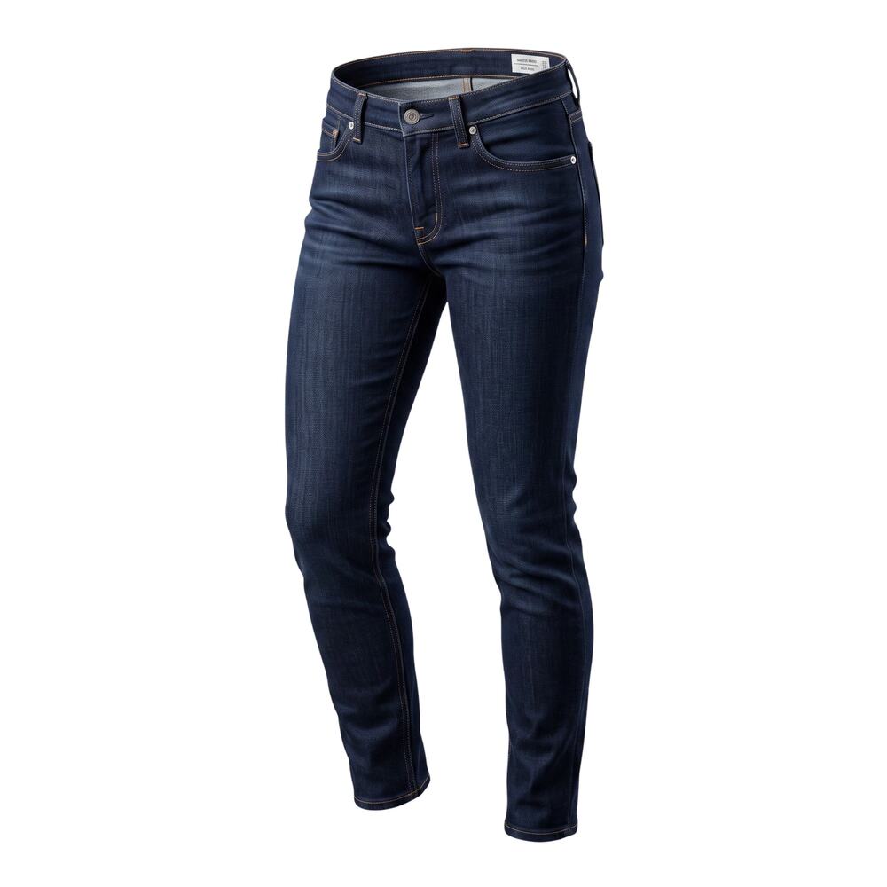Rag & Bone dark indigo denim jeans with five-pocket design, button closure, cont